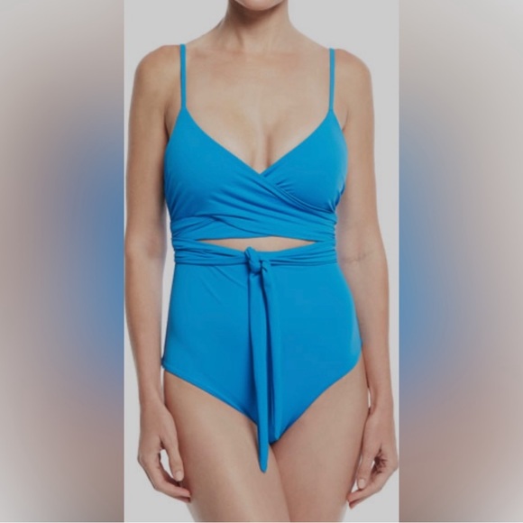 Mara Hoffman | Isolde Wrap One Piece in Cobalt Blue Small - Picture 6 of 6